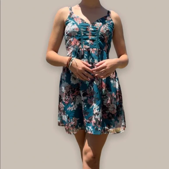 zoe&rose | Dresses | Zoe And Rose Blue And Pink Floral Chiffon Sundress |  Poshmark